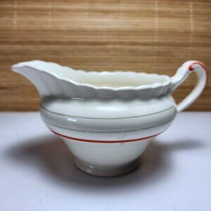 Vintage Creamer by Sol England J &G Meakin 39143 White Red and Silver Stripes